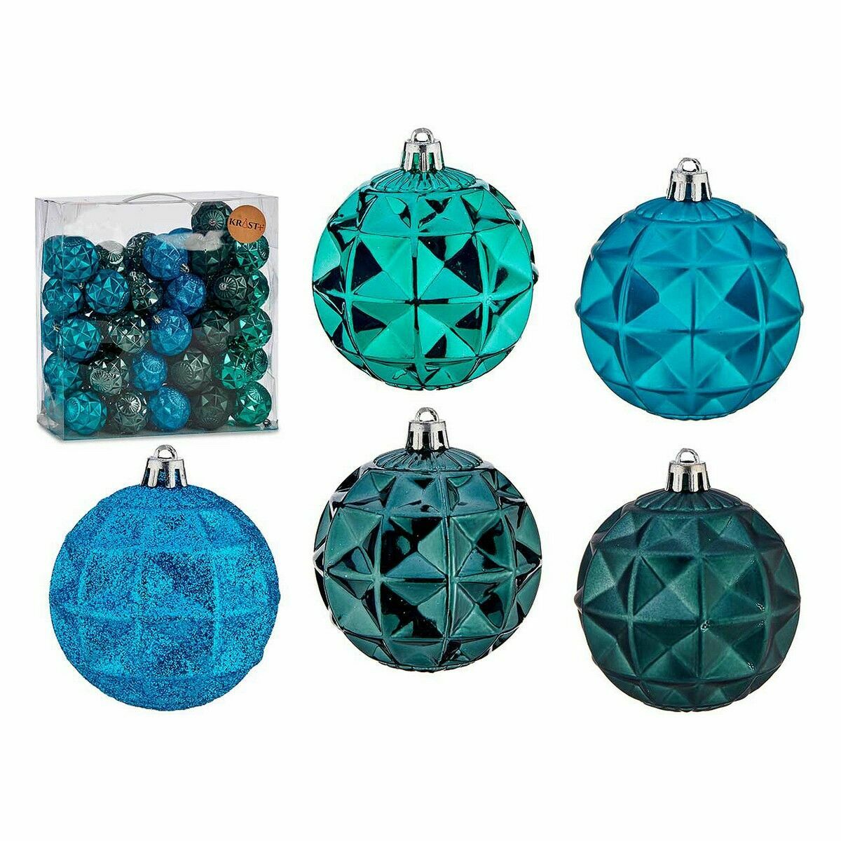 Set kerstballen Krist+ Turkoois (4 Stuks)